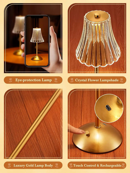 Rechargeable wireless touch desk lamp for reading and decor - vue 6 sur 7