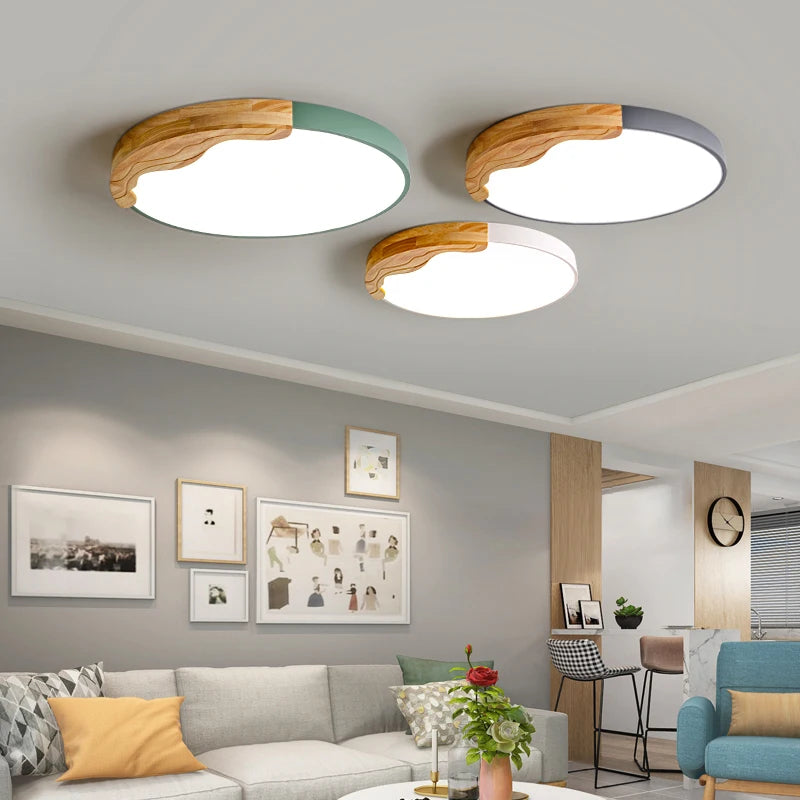 Nordic style recessed LED ceiling light with round macaron details, creative modern lighting