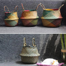 straw storage basket with foldable handle for gardening