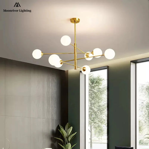 Modern glass pendant light in minimalist Nordic style for indoor decoration - vue 2 sur 9