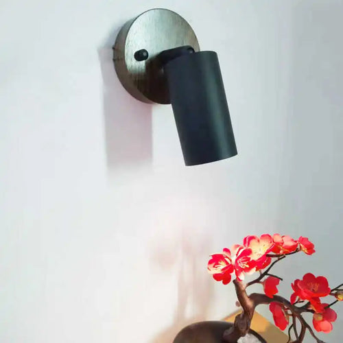 Japanese wooden wall light with switch and rotation - vue 5 sur 6