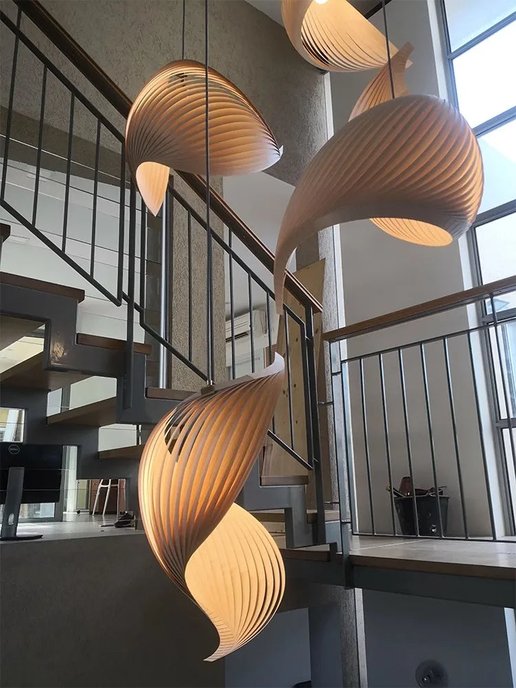 Nordic wabi sabi wooden chandelier with retro decorative design