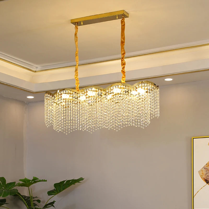 modern gold crystal chandelier high suspension elegant design for interior