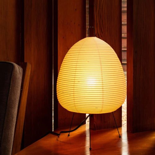 Japanese style rice paper tripod table lamp, creative desk lamp for living room, study, or bedroom, E27 - vue 5 sur 9