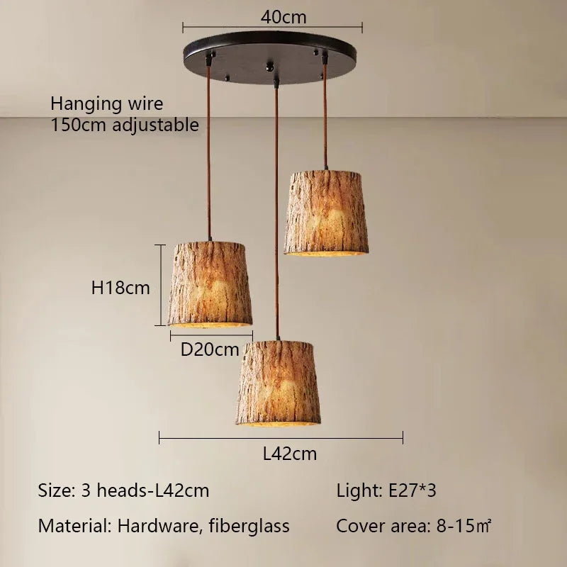 Japanese wabi sabi style imitation wood pendant light retro decor