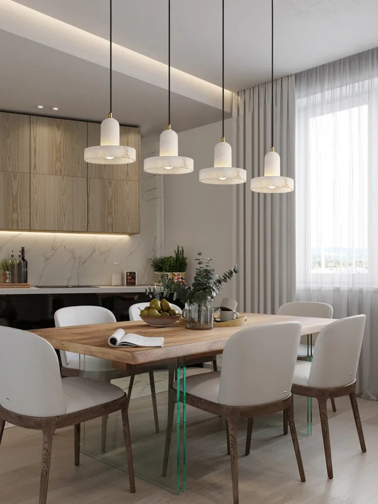 Modern natural marble pendant light for interior decoration - vue 4 sur 9