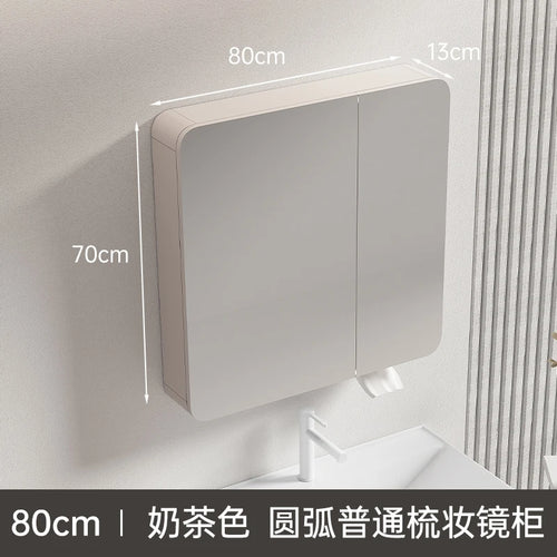 circular aluminum wardrobe with mirror, smart lighting and storage - vue 33 sur 32