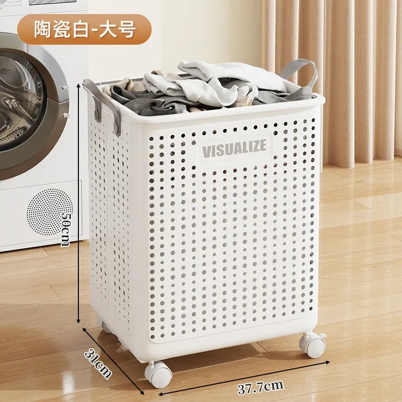 Foldable Laundry Basket, Large Capacity Mobile Laundry Basket,versatile and Durable,bedroom,bathroom,laundry Room, Snack Storage - vue 9 sur 12