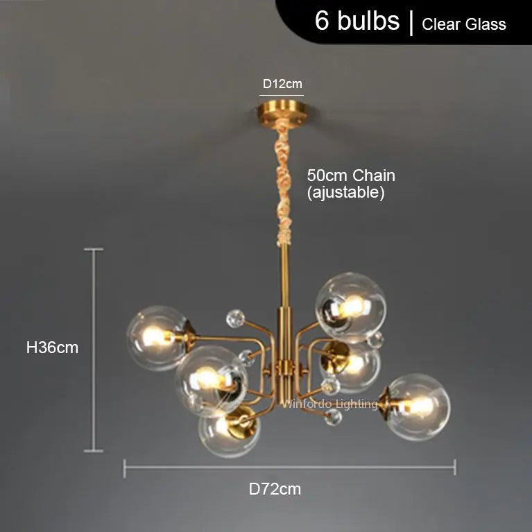 Modern LED chandelier with 10 globes decorative light