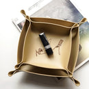 Leather storage box for desk and accessories