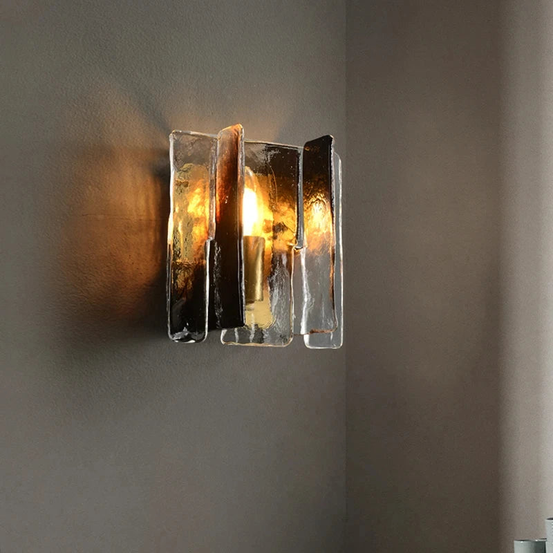 Elegant nordic design glass and copper wall light