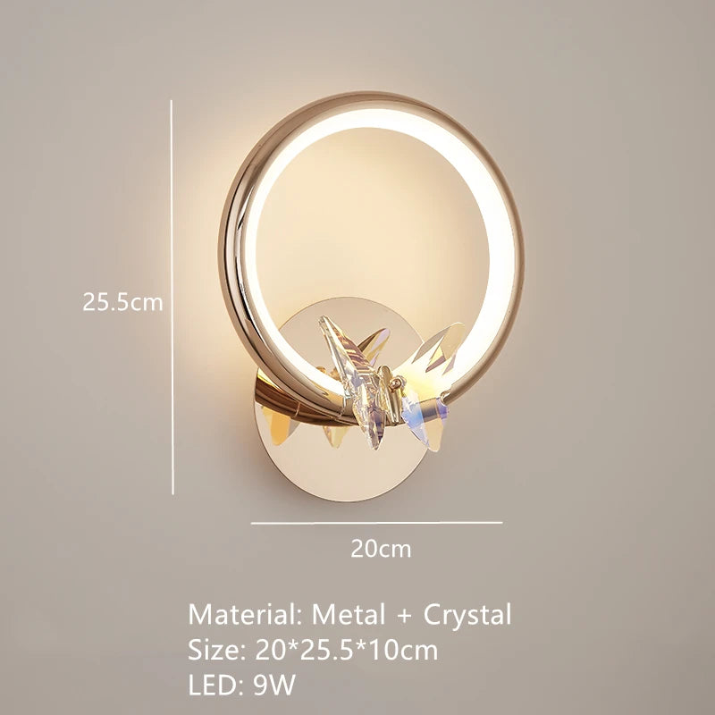 Gold ring LED butterfly light for hotel, boutique, office, restaurant