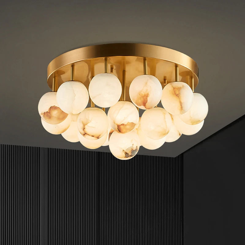 Marble chandelier from the Pingpong World collection elegant pendant lighting - vue 4 sur 17
