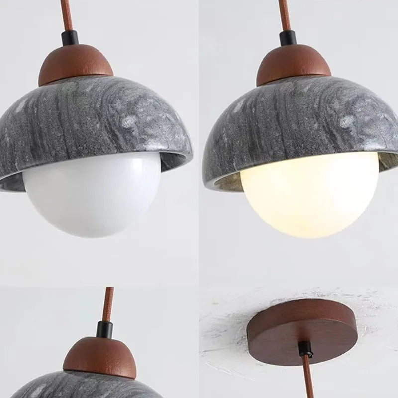 suspension moderne en pierre naturelle et bois - vue 5 sur 9