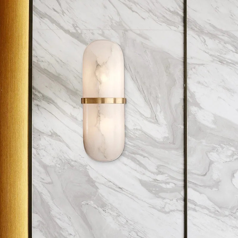 Natural marble and brass LED wall light