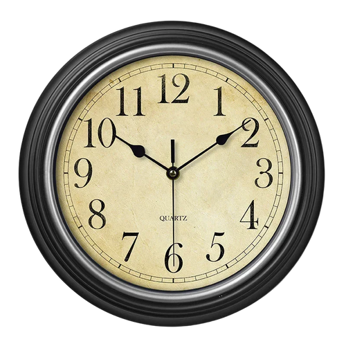 silent vintage wall clock with roman and arabic numerals