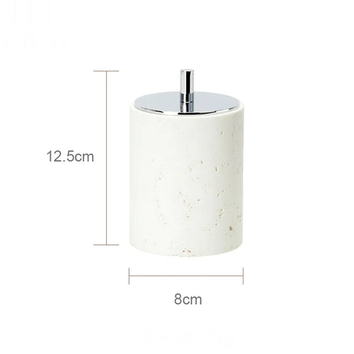 ensemble daccessoires en travertin beige pour salle de bain - vue 12 sur 20