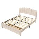 Bubble Bed, Double Bed, Teddy Velvet Fabric, with USB &amp; LED, Drawer Bed, with Storage Space, Beige, 140x200 cm