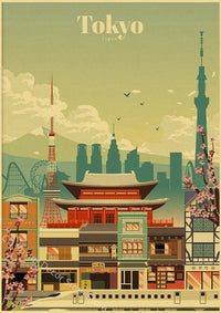 affiche vintage des villes du monde architecture et monuments