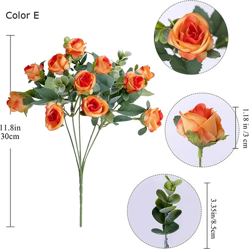 Artificial rose bouquet with eucalyptus and decorative peony - vue 10 sur 12