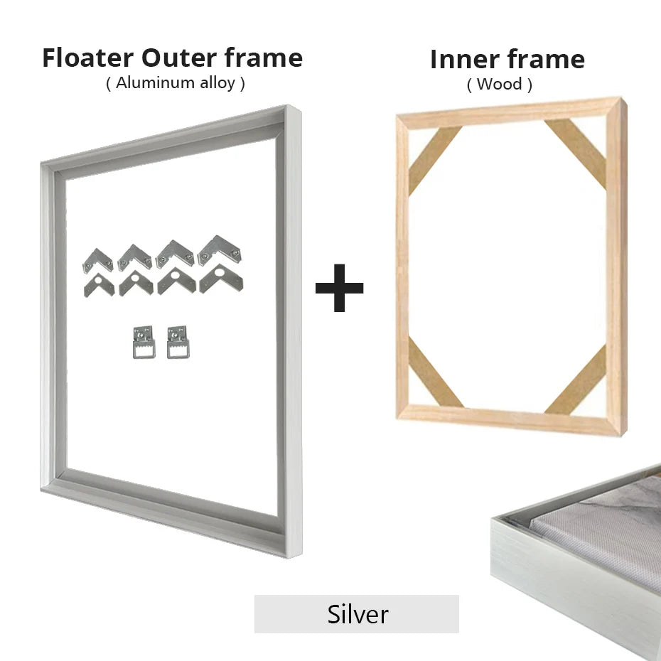 Metal floating frame kit for wall art - vue 12 sur 12