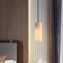 Naturan marble chandelier with single copper bulb lighting