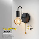 Nordic industrial black iron wall light E27