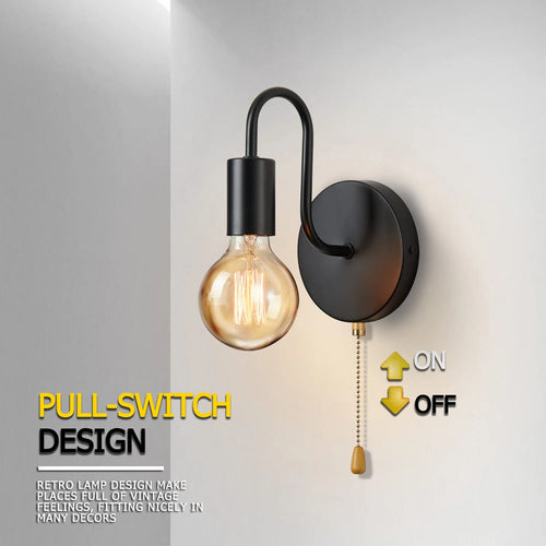 Nordic industrial black iron wall light E27