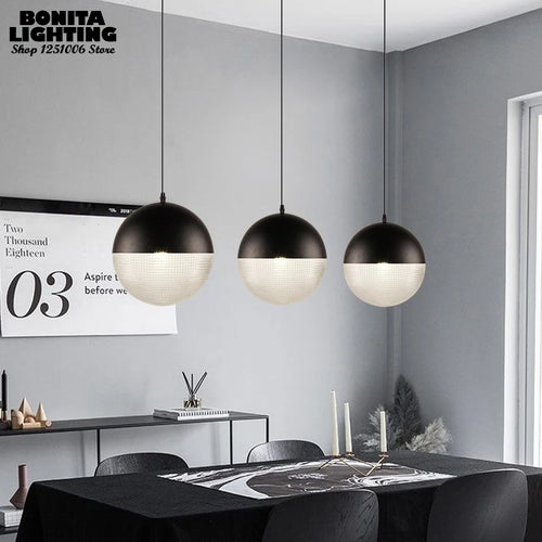 Nordic chequered glass pendant light for modern decor - vue 7 sur 12