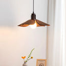 Southeast Asian style linen wood pendant light with adjustable cable