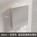 circular aluminum wardrobe with mirror, smart lighting and storage