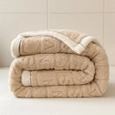 Thick winter fleece throw with heart pattern for sofa and bed
