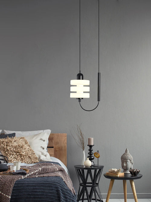 Elegant modern black and white glass chandelier - vue 5 sur 7