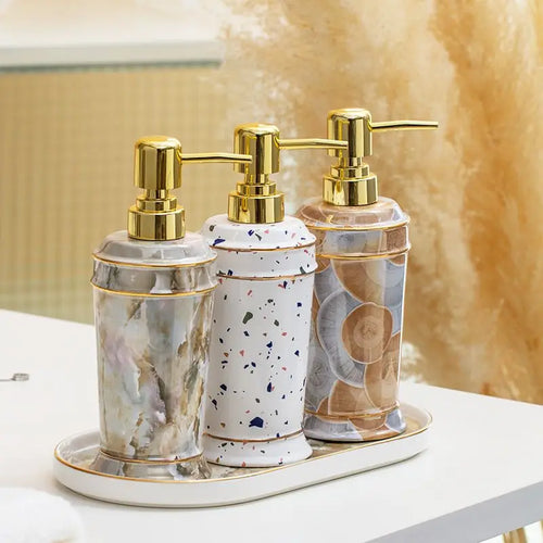 ceramic soap dispenser for shower gel and disinfectant - vue 2 sur 30