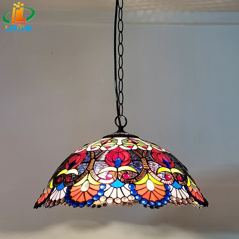 Handmade european retro chandelier with colourful glass beads