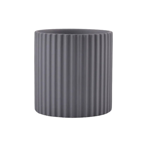 ceramic flower pot vertical lines for indoor plants - vue 18 sur 23