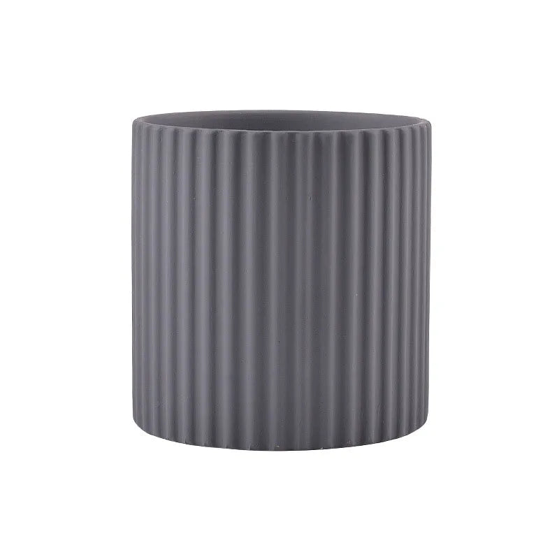 ceramic flower pot vertical lines for indoor plants - vue 17 sur 23