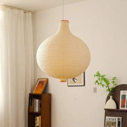 Japanese round paper pendant lamp with decorative hanging light - vue 5 sur 7