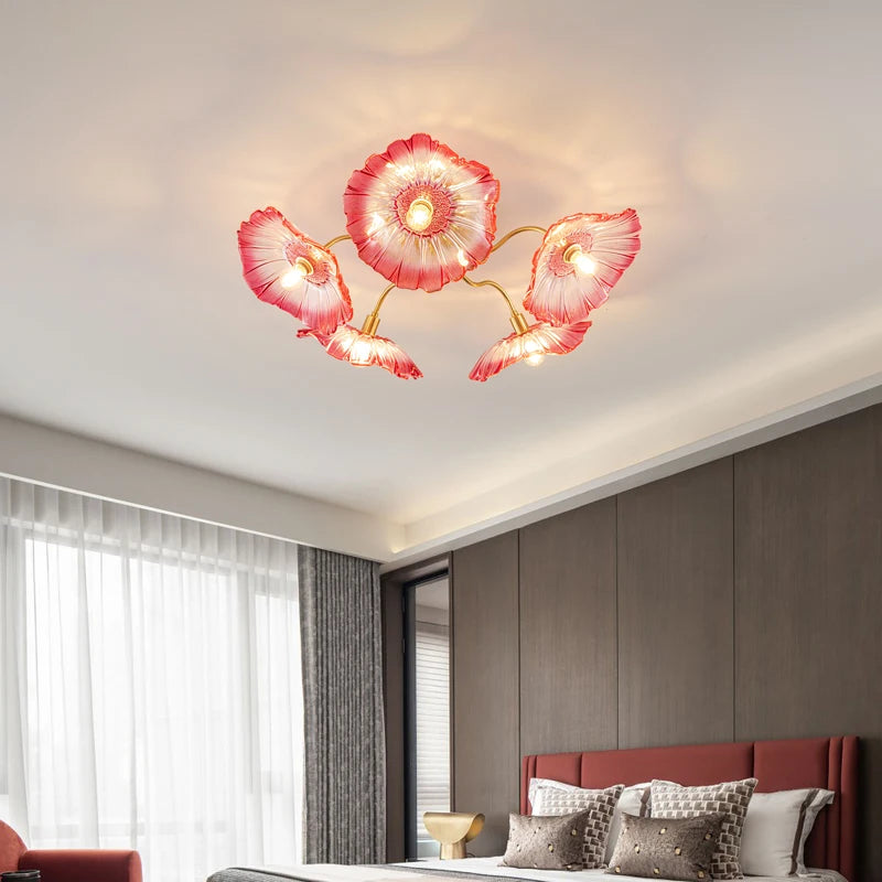 Nordic iron chandelier with glass and gold decoration