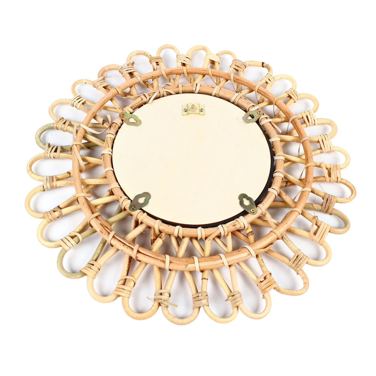 Wall Mirror, Round Wicker Rattan Decorative Mirror, Rustic Natural Rattan Wall Decor with Mounted Frame for Bathroom Hallway - vue 5 sur 7