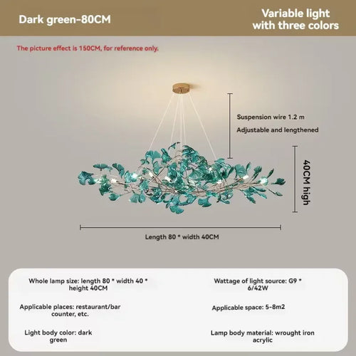 Artpad Nordic romantic chandelier with acrylic leaves for the home - vue 12 sur 21