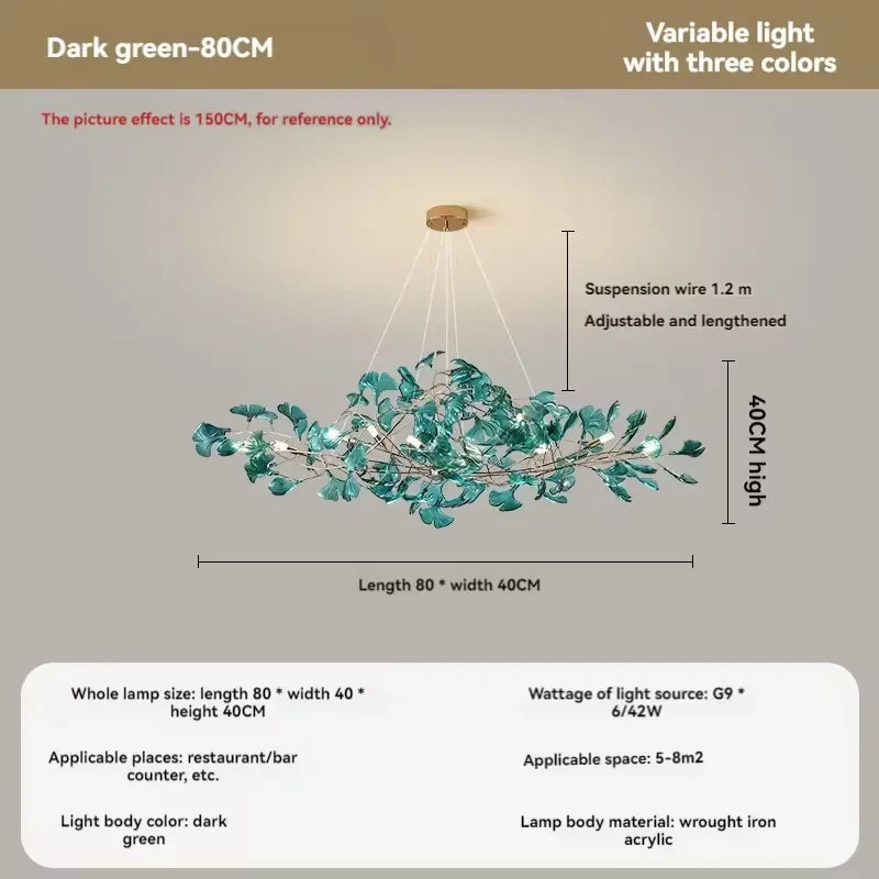 Artpad Nordic romantic chandelier with acrylic leaves for the home - vue 11 sur 21