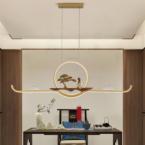 Chinese style pendant light for a zen and modern atmosphere - vue 2 sur 14