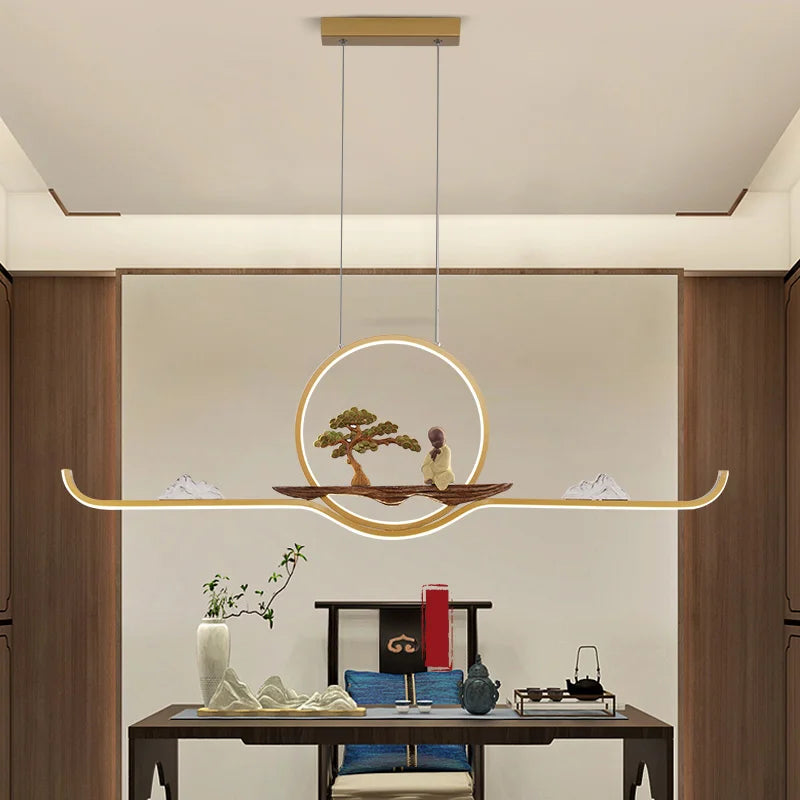 Chinese style pendant light for a zen and modern atmosphere