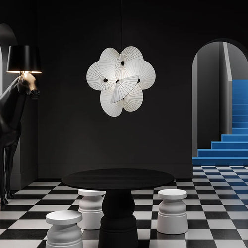 lustre en tissu design éclairage maison déco fil réglable - vue 5 sur 7