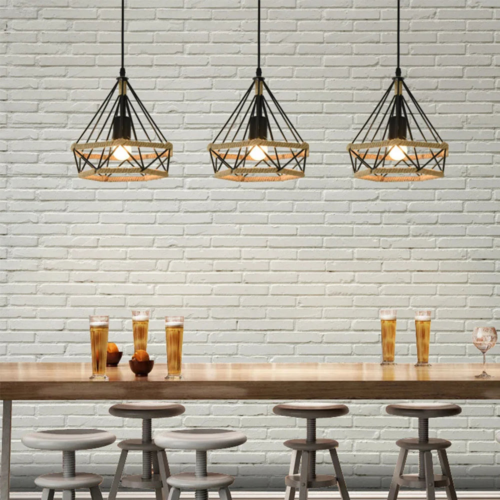 Industrial loft cage pendant light - vue 3 sur 9