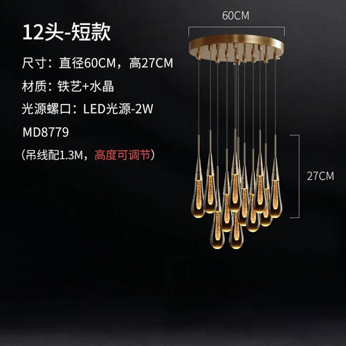 Elegant glass water droplet design pendant light - vue 11 sur 12
