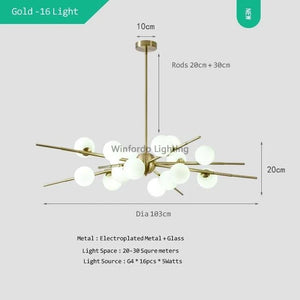 Bauhaus design glass ball chandelier for modern lighting