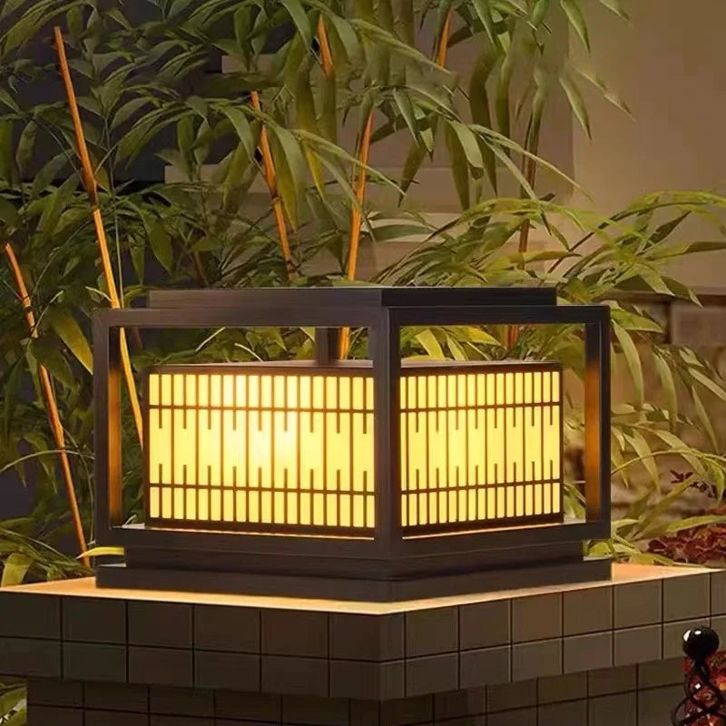 Outdoor solar LED lamp with remote control and dimmable brightness
