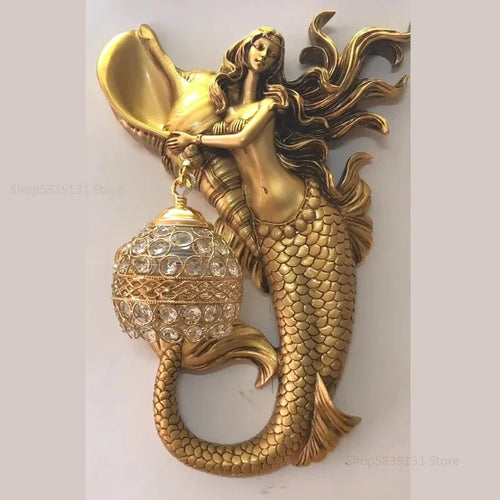 Modern Nordic LED wall light angel mermaid resin decor - vue 6 sur 9